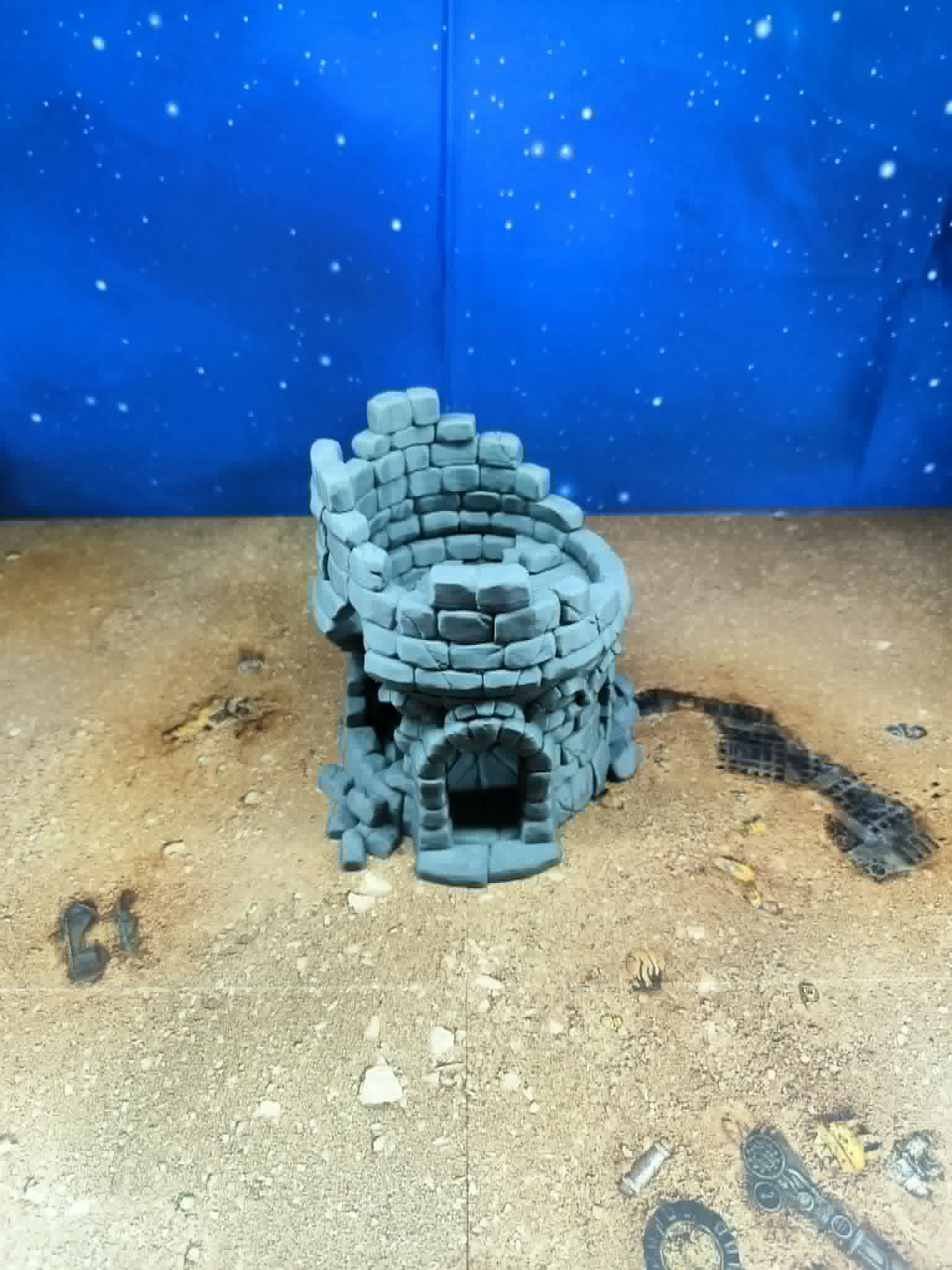 Old Castle : Tour de pierre en ruine pour wargame 1