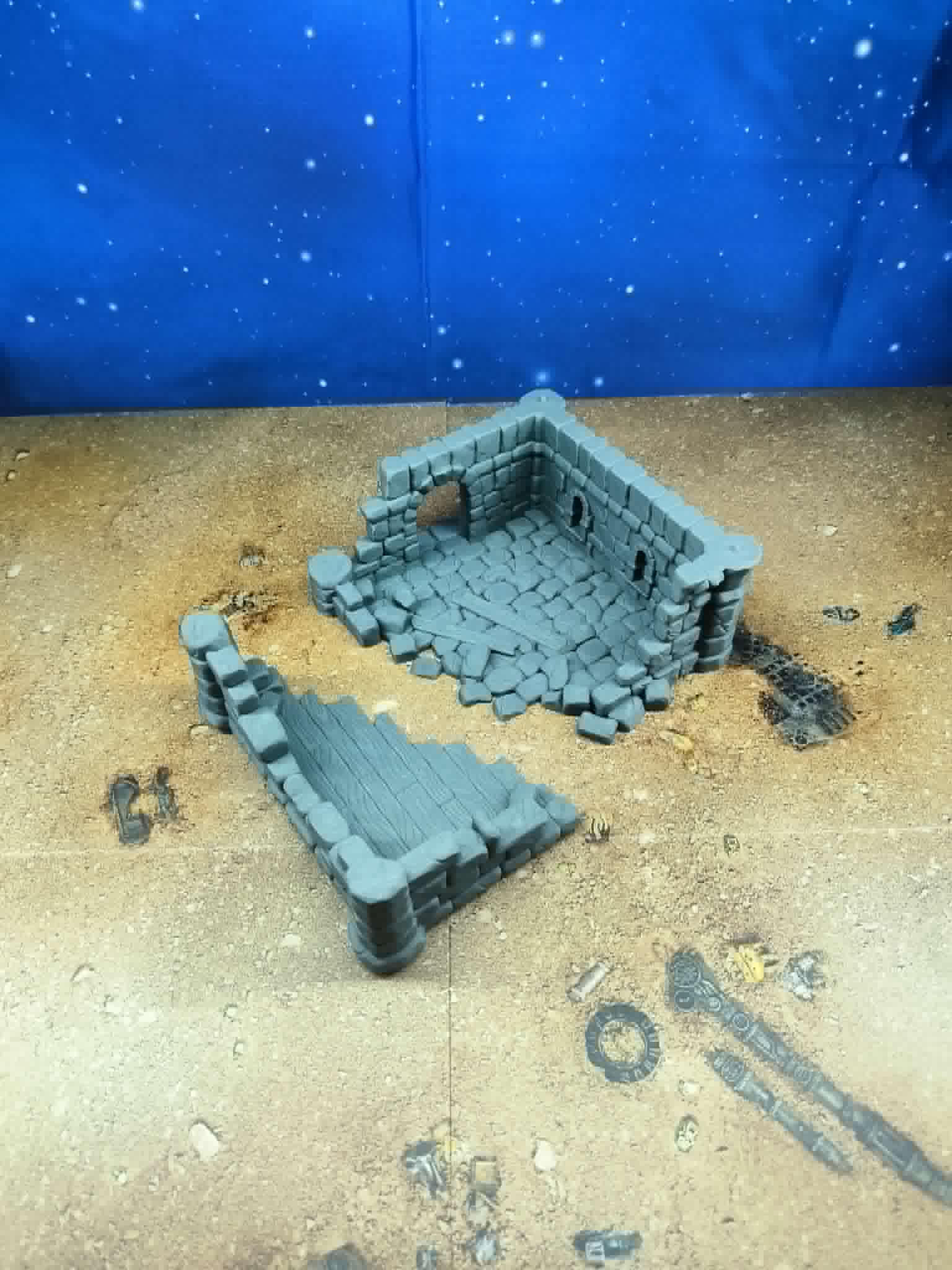 Old Castle : Maison de pierre en ruine pour wargame