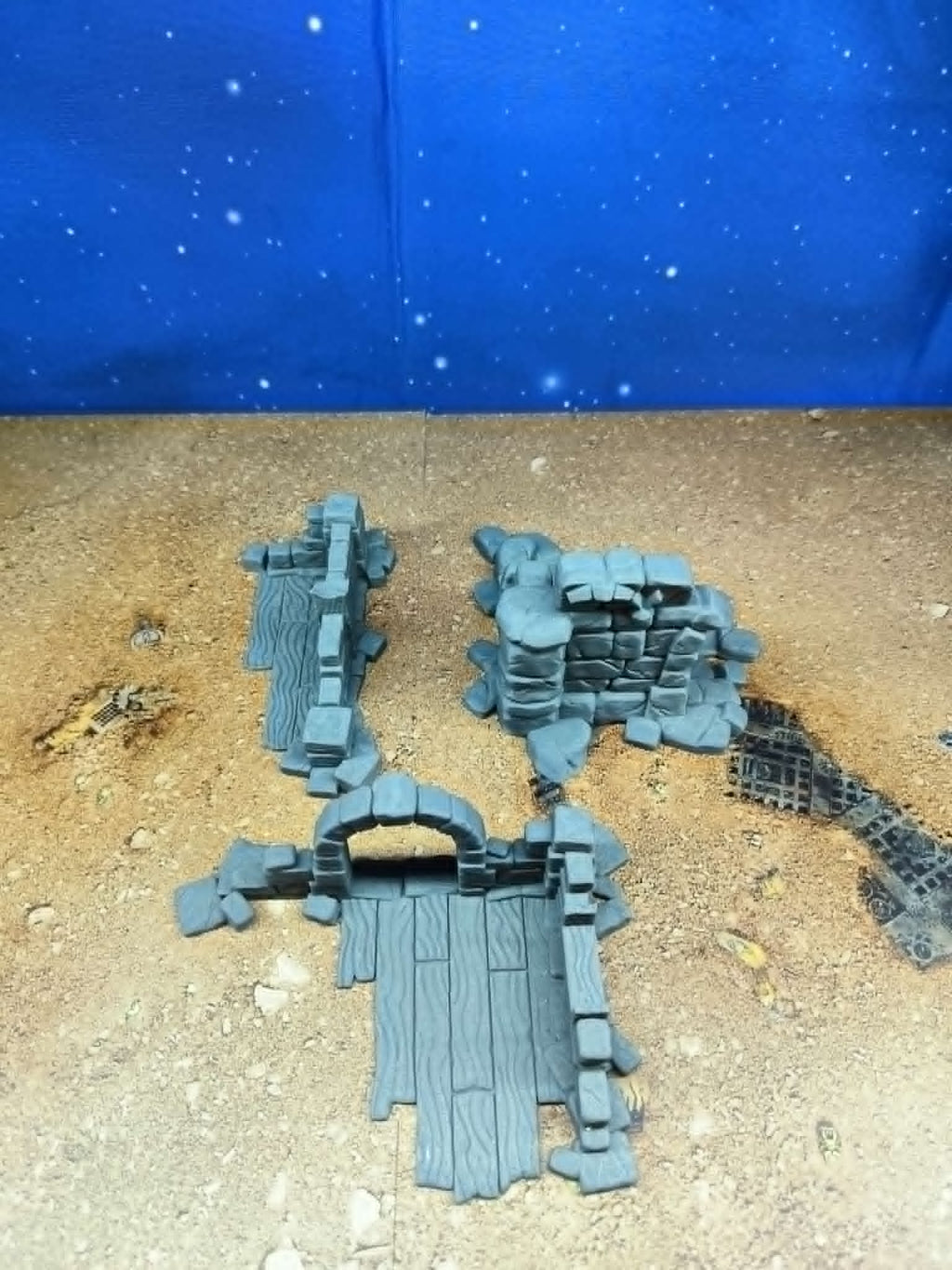 Old Castle : Murs et maison de pierre en ruines pour wargame