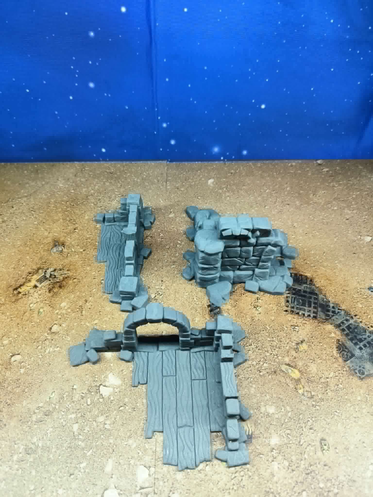 Old Castle : Murs et maison de pierre en ruines pour wargame