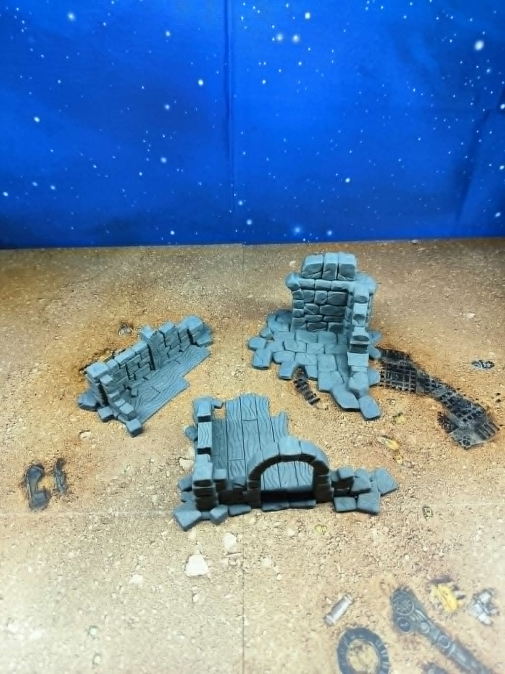 Old Castle : Murs et maison de pierre en ruines pour wargame