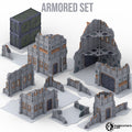 Armored Foldable V11 : set décors militaires pliants en ruine pour table de jeu wargame