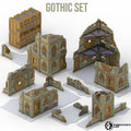 Gothic Foldable V11 : set décors gothiques pliants en ruine pour table de jeu wargame