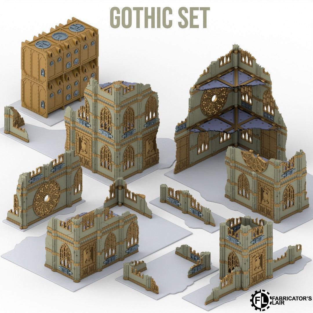Gothic Foldable V11 : set décors gothiques pliants en ruine pour table de jeu wargame