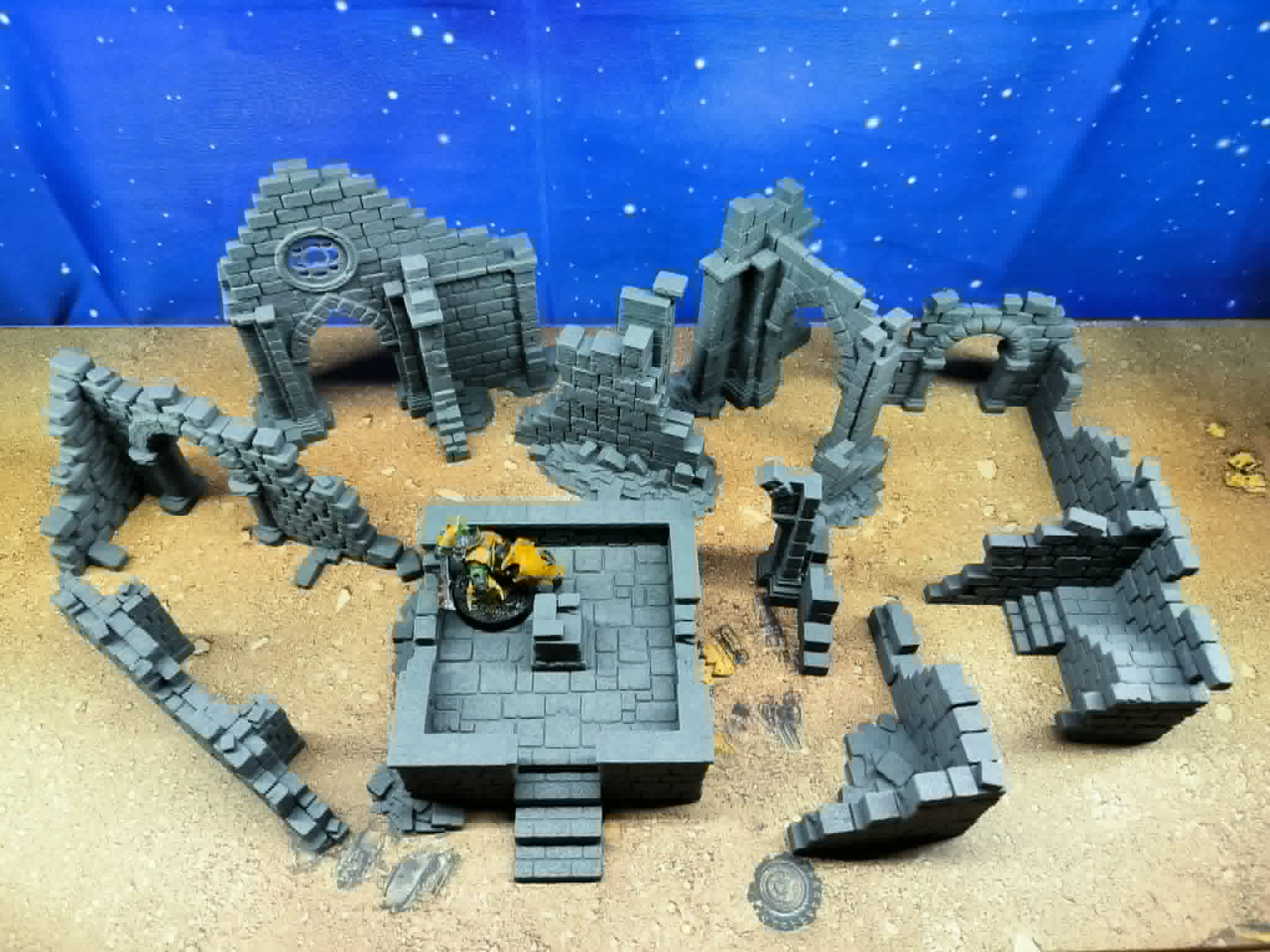 Ancient Ruins : set de murs de pierre en ruines pour wargame 1