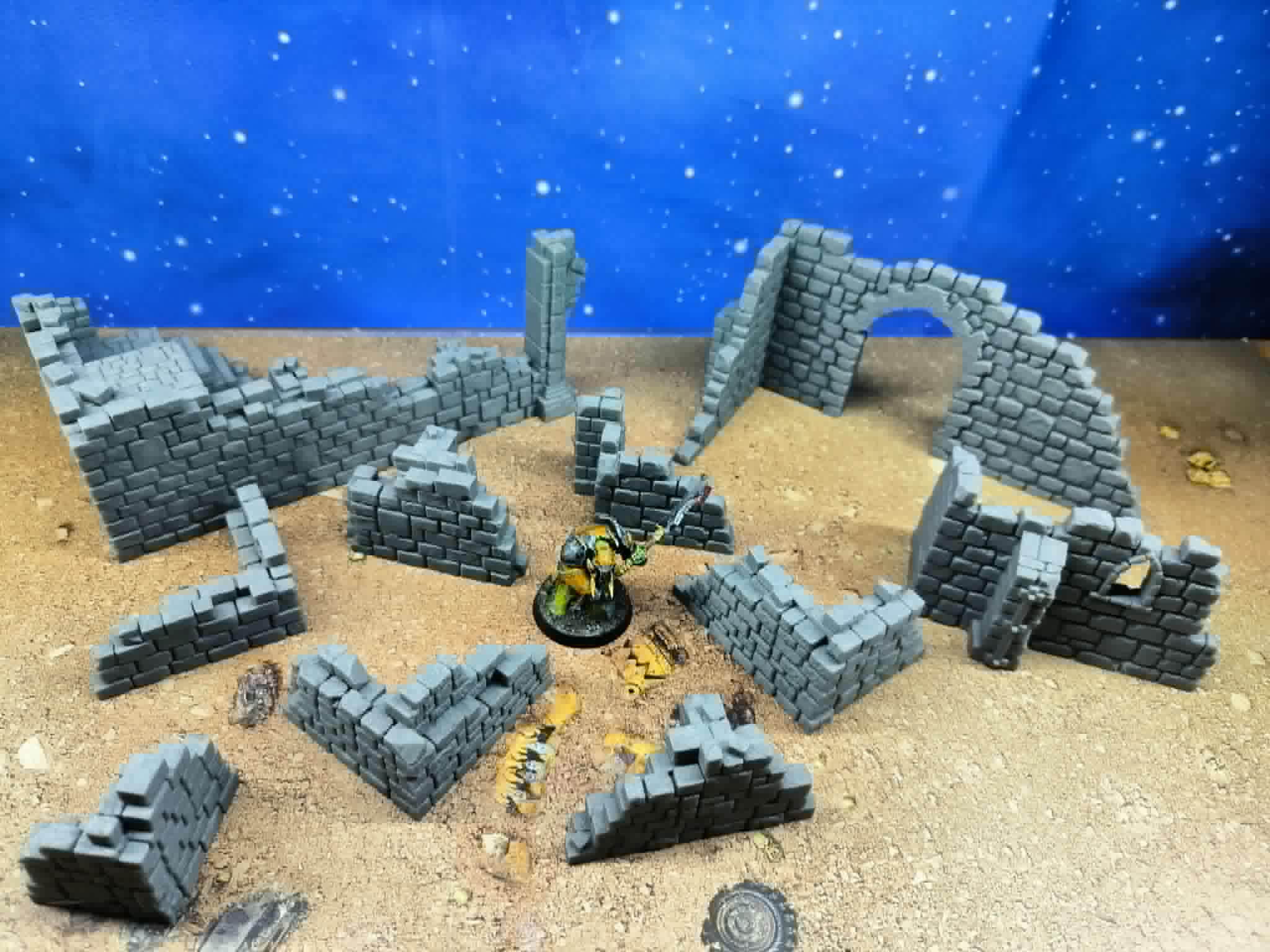 Ancient Ruins : set de murs de pierre en ruines pour wargame 2