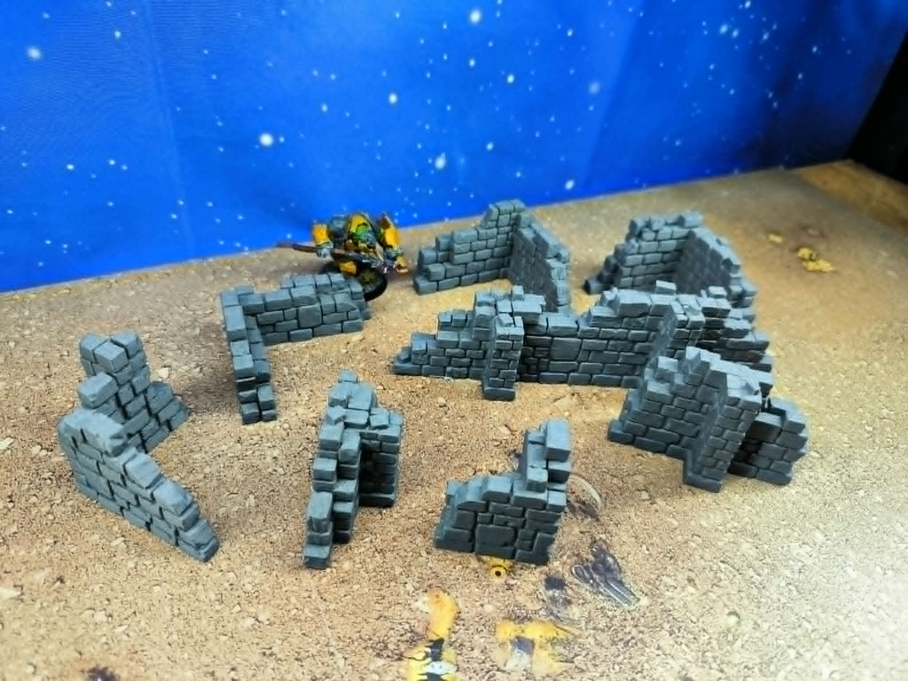 Ancient Ruins : set de murs de pierre en ruines pour wargame 3