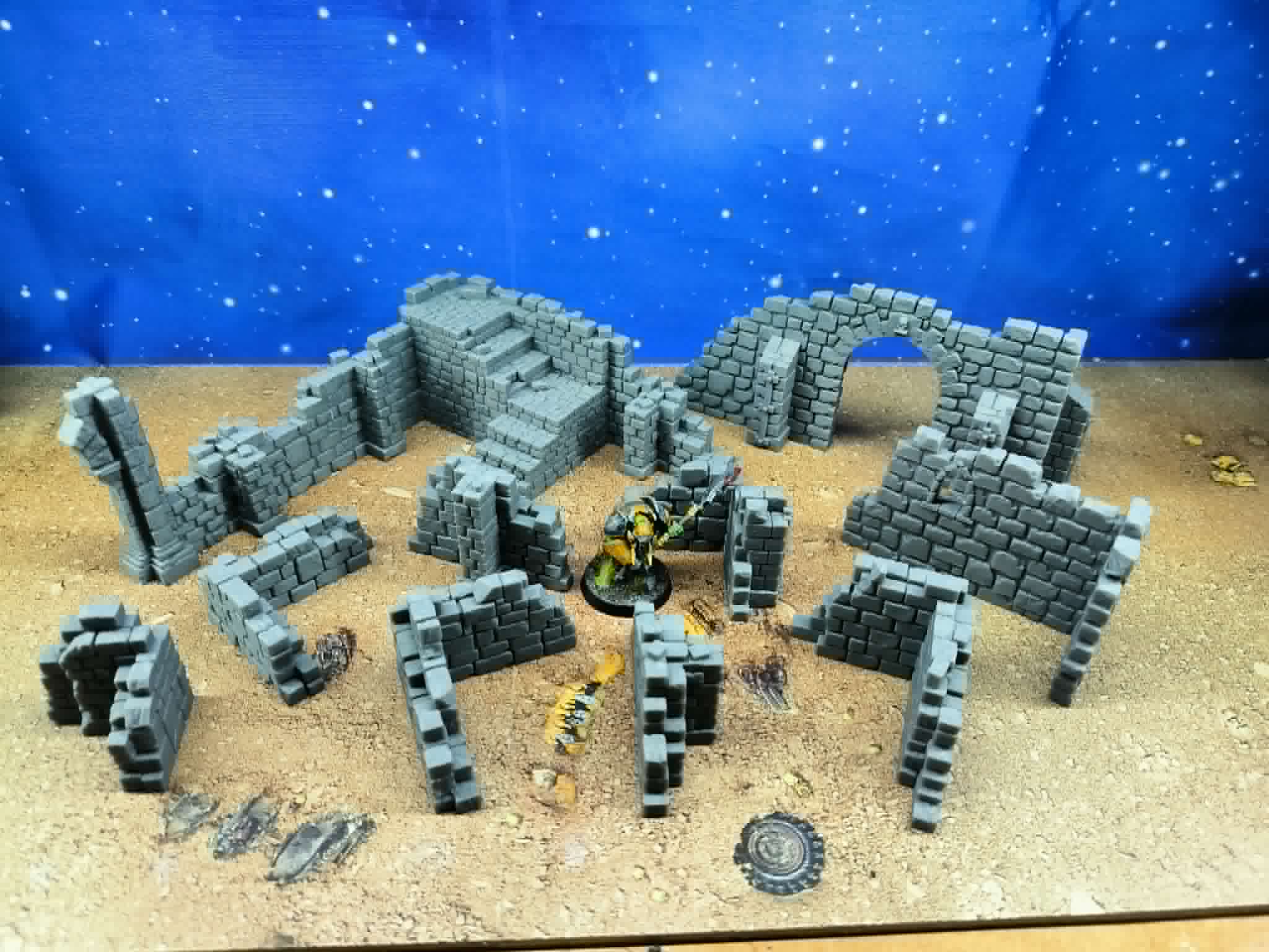 Ancient Ruins : set de murs de pierre en ruines pour wargame 2