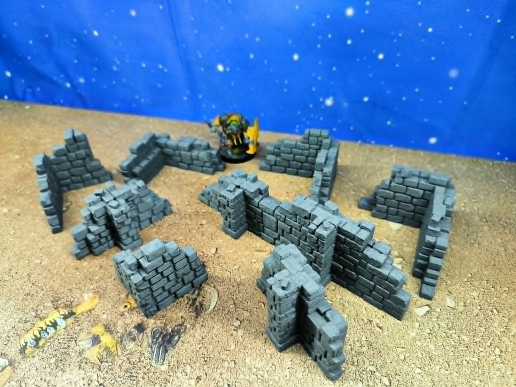 Ancient Ruins : set de murs de pierre en ruines pour wargame 3