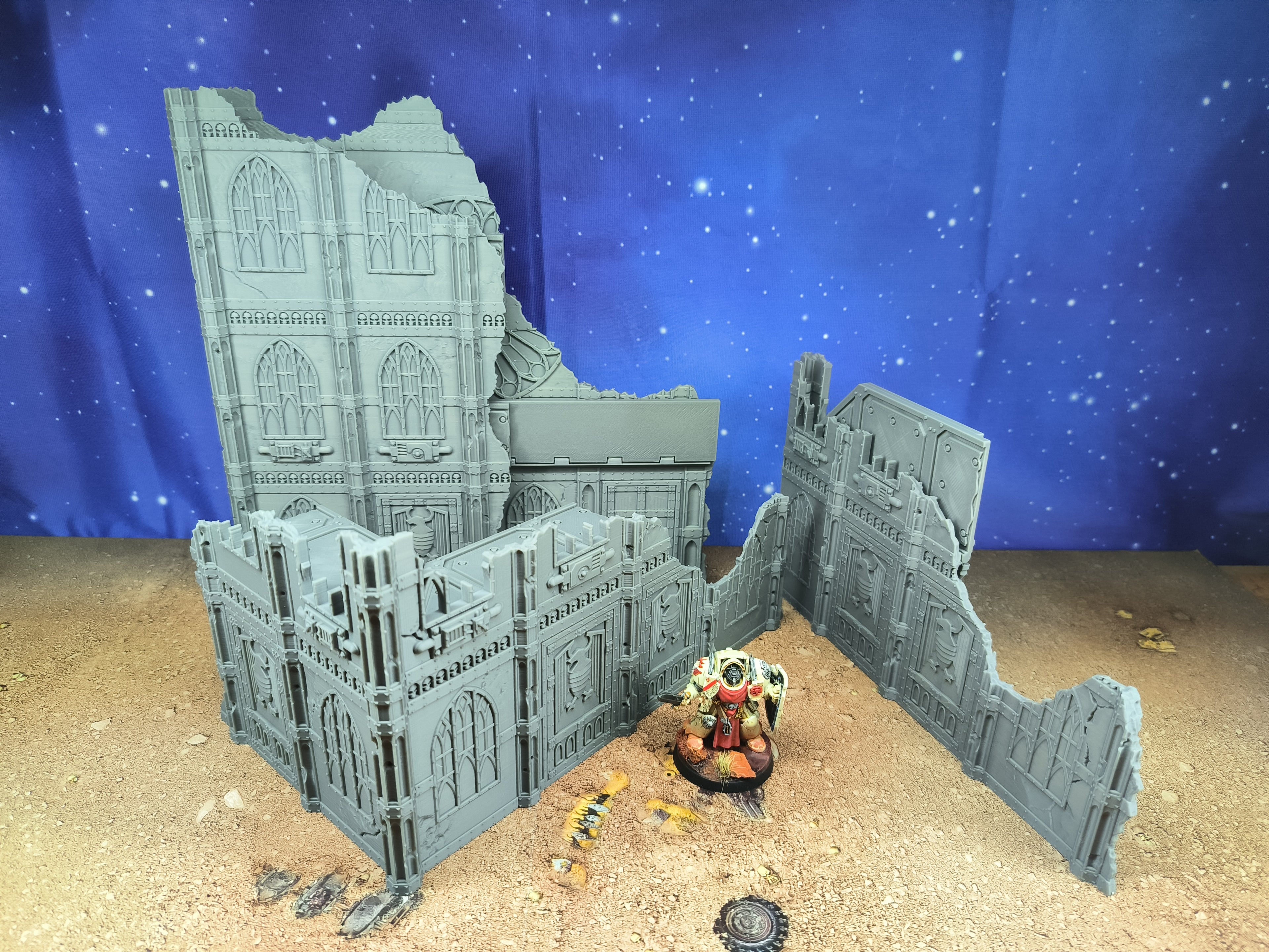 Gothic Foldable : set 3 décors gothiques pliants en ruine pour table de jeu wargame