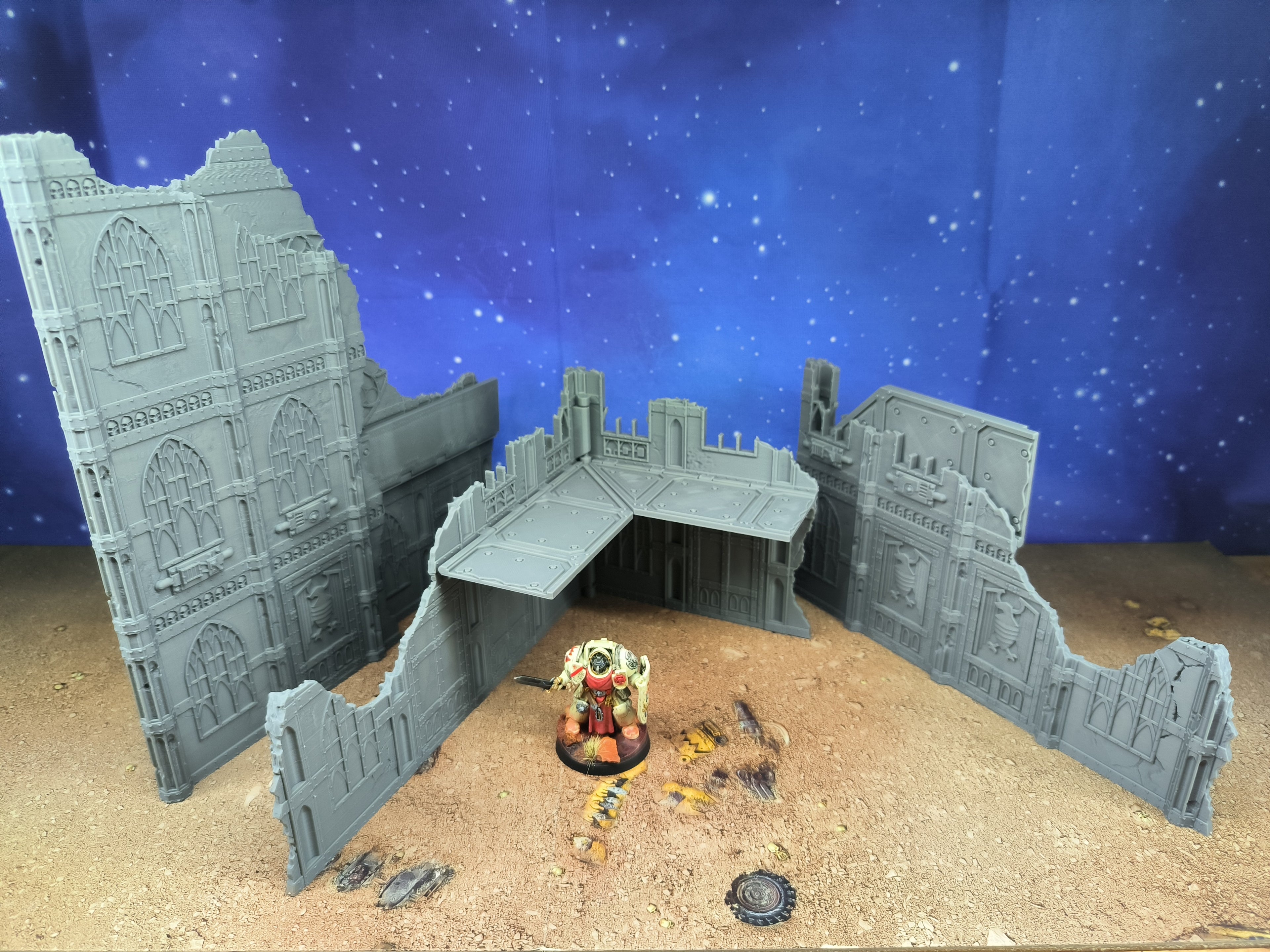 Gothic Foldable : set 3 décors gothiques pliants en ruine pour table de jeu wargame