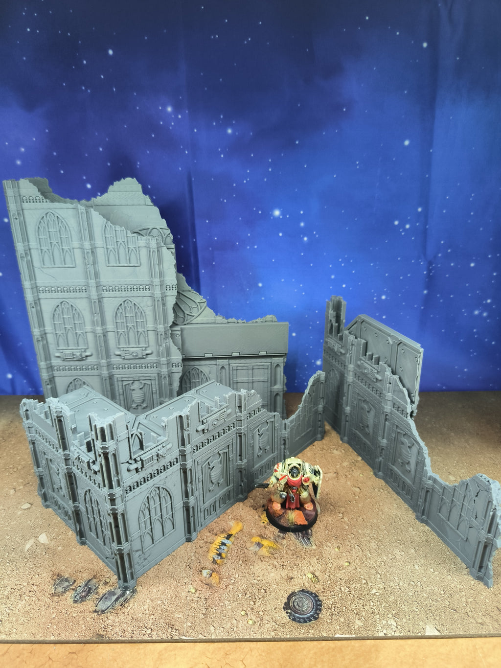 Gothic Foldable : set 3 décors gothiques pliants en ruine pour table de jeu wargame