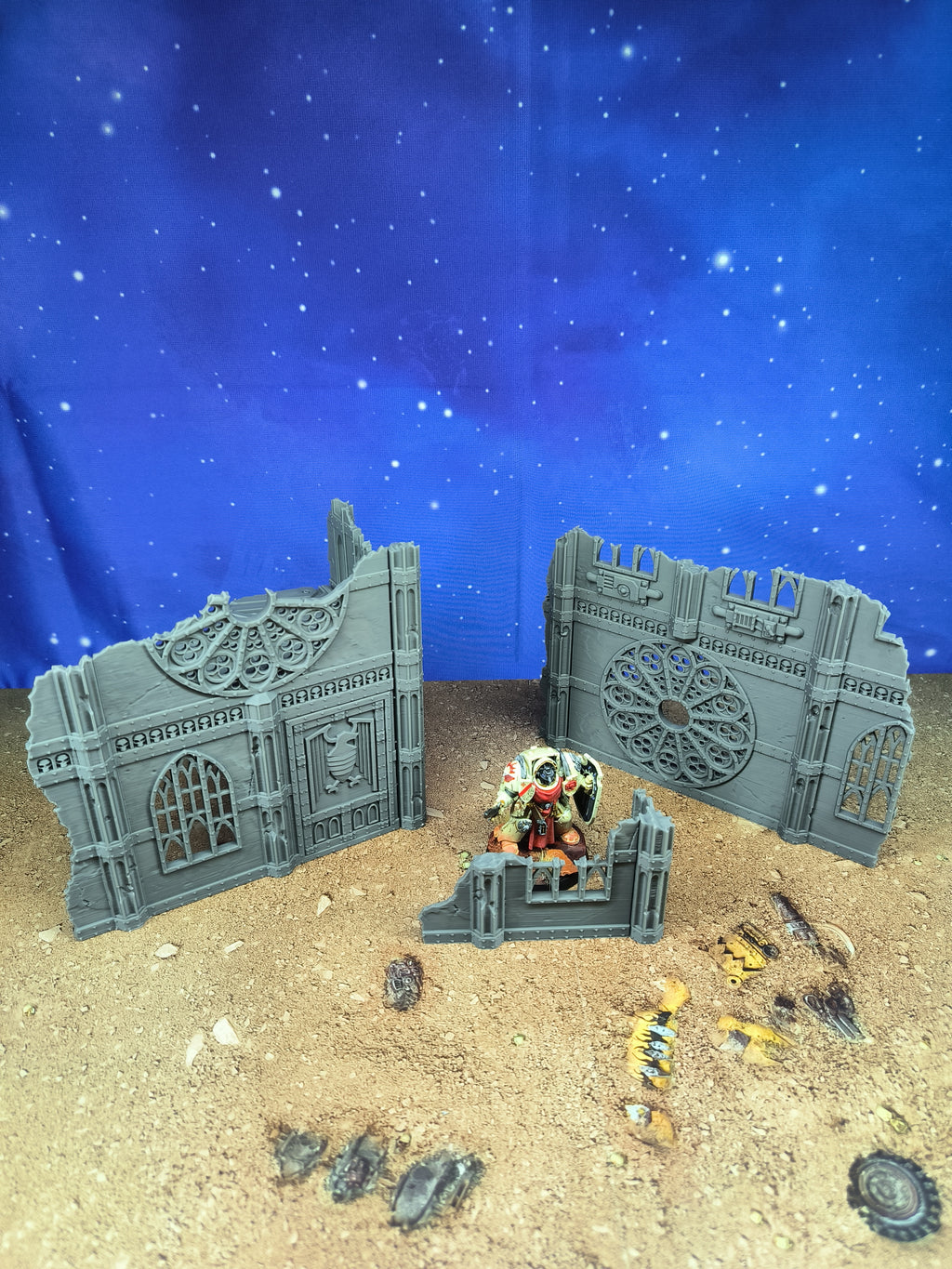 Gothic Foldable V11 : set 3 petits décors gothiques pliants en ruine pour table de jeu wargame