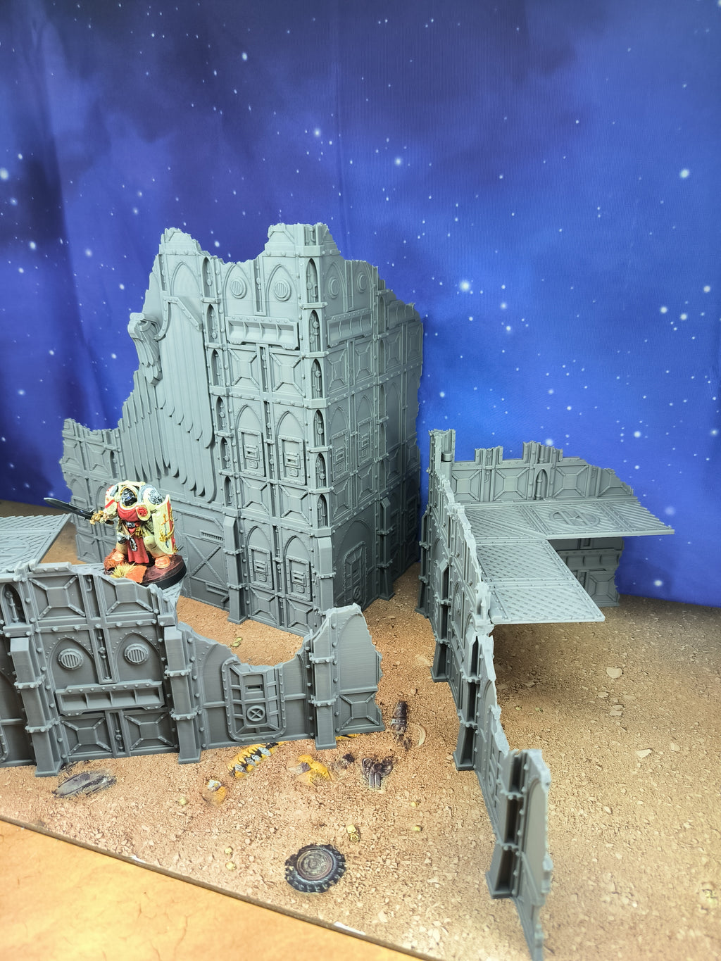 Armored Foldable : set 3 décors militaires pliants en ruine pour table de jeu wargame