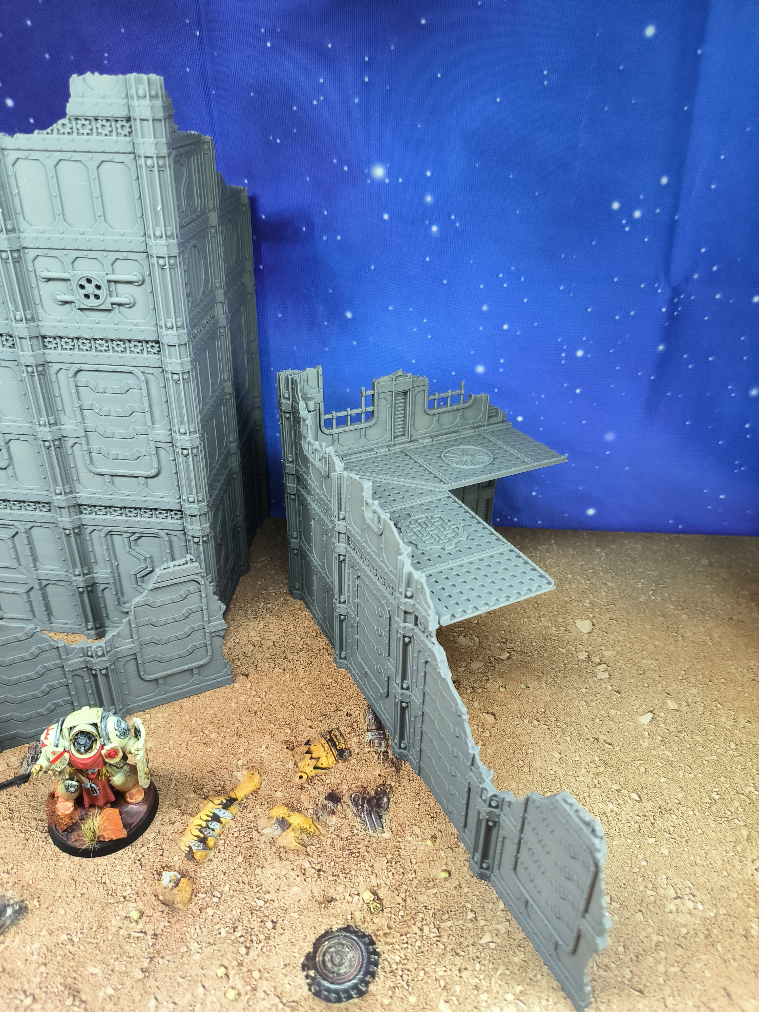 Indus Foldable : set 3 décors industriels pliants en ruine pour table de jeu wargame