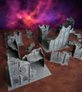 Gothic Foldable V11 : set complet de décors gothiques pliants en ruine pour table de jeu wargame