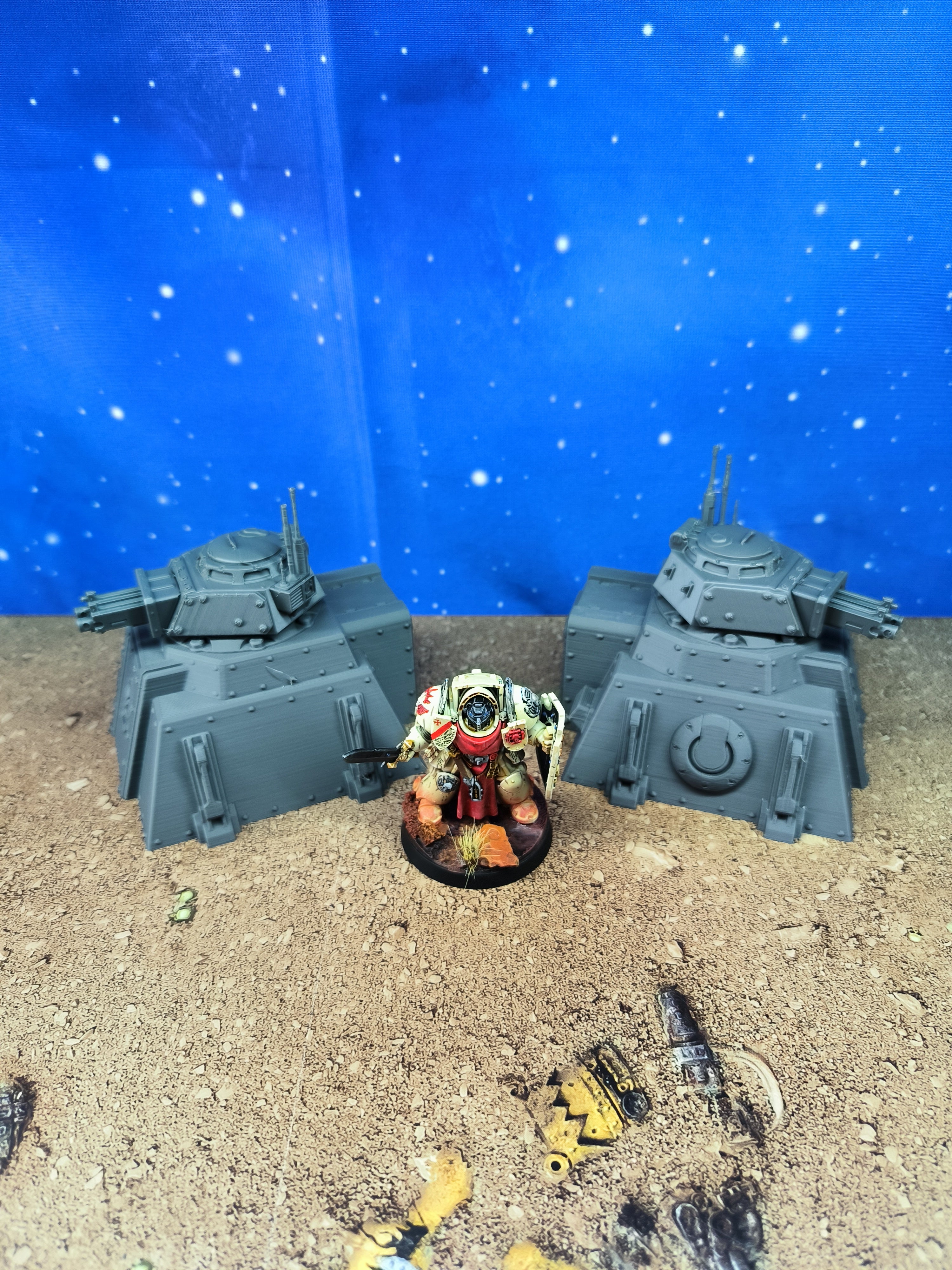 Chapter Outpost : 2 Tourelles défensives de campagne futuriste pour wargame