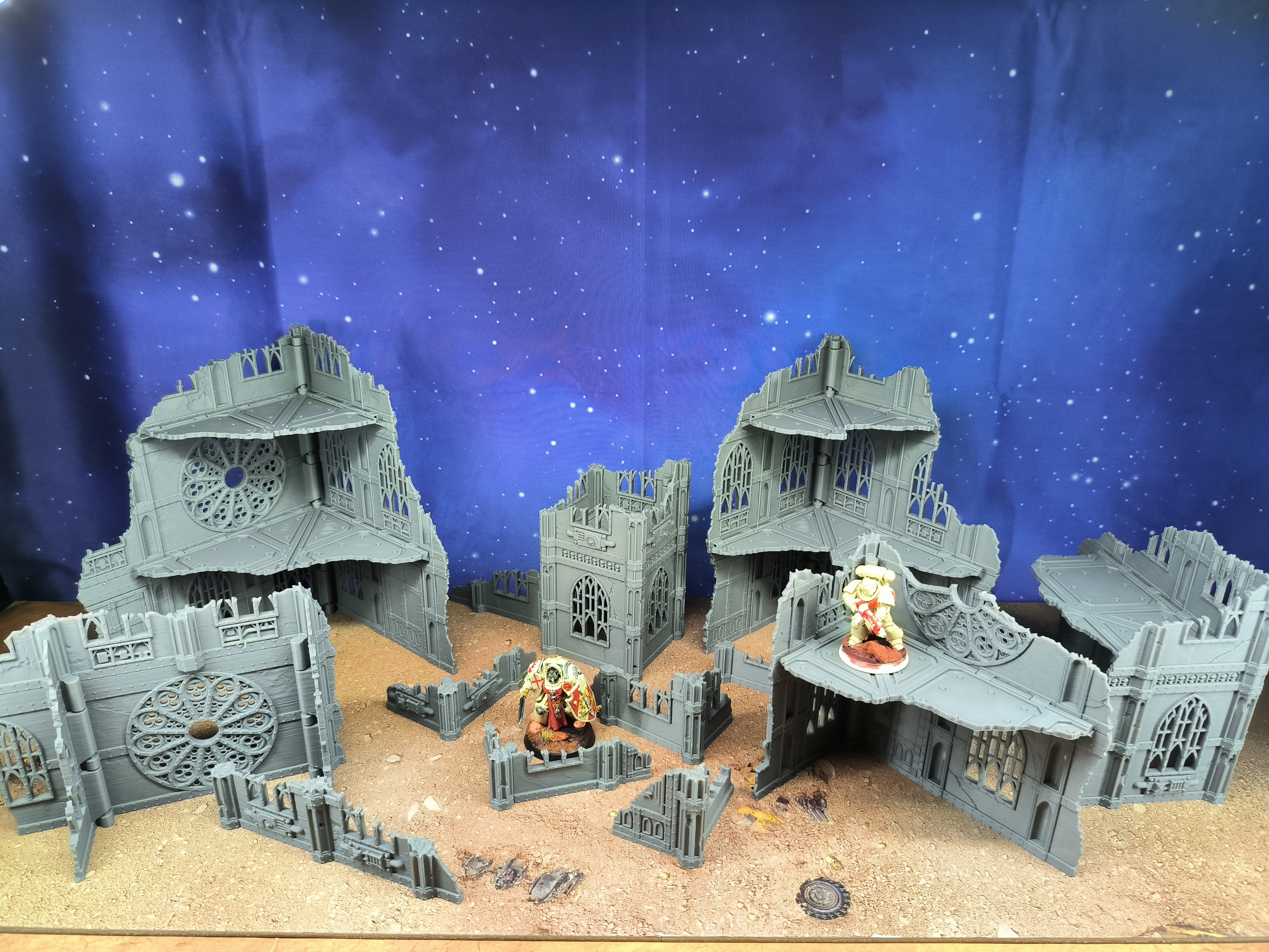Gothic Foldable V11 : set décors gothiques pliants en ruine pour table de jeu wargame