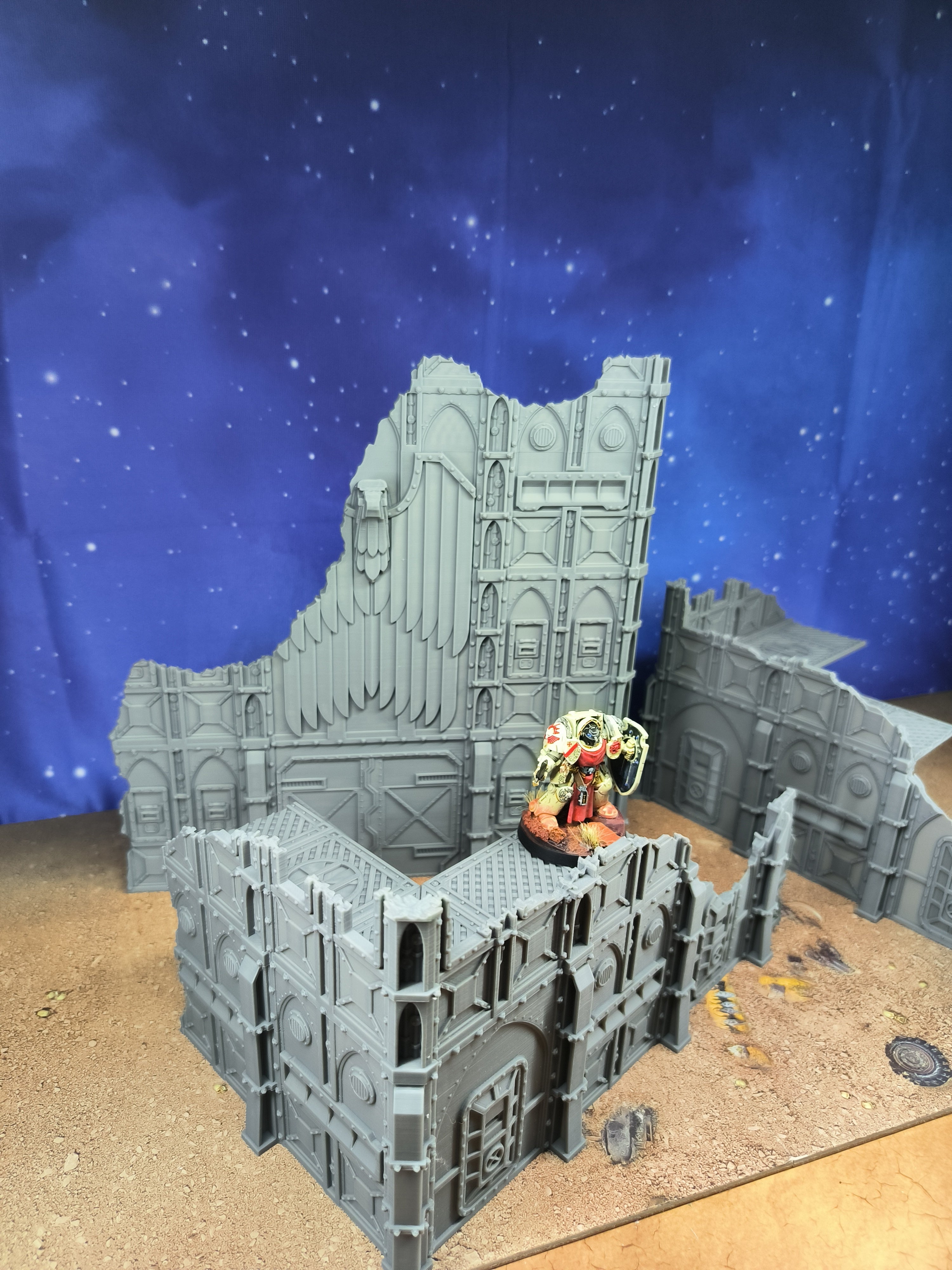 Armored Foldable : set 3 décors militaires pliants en ruine pour table de jeu wargame