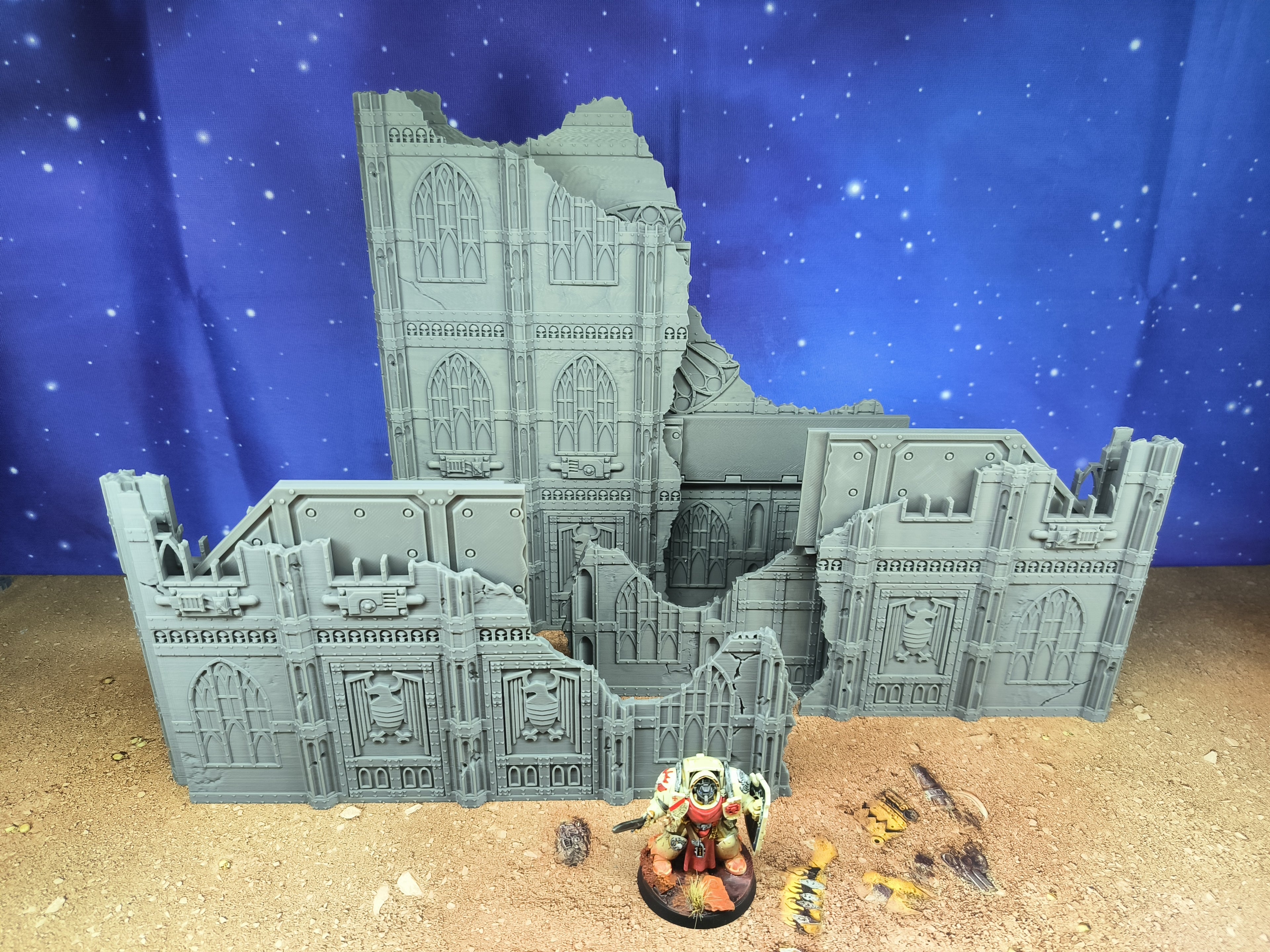 Gothic Foldable : set 3 décors gothiques pliants en ruine pour table de jeu wargame