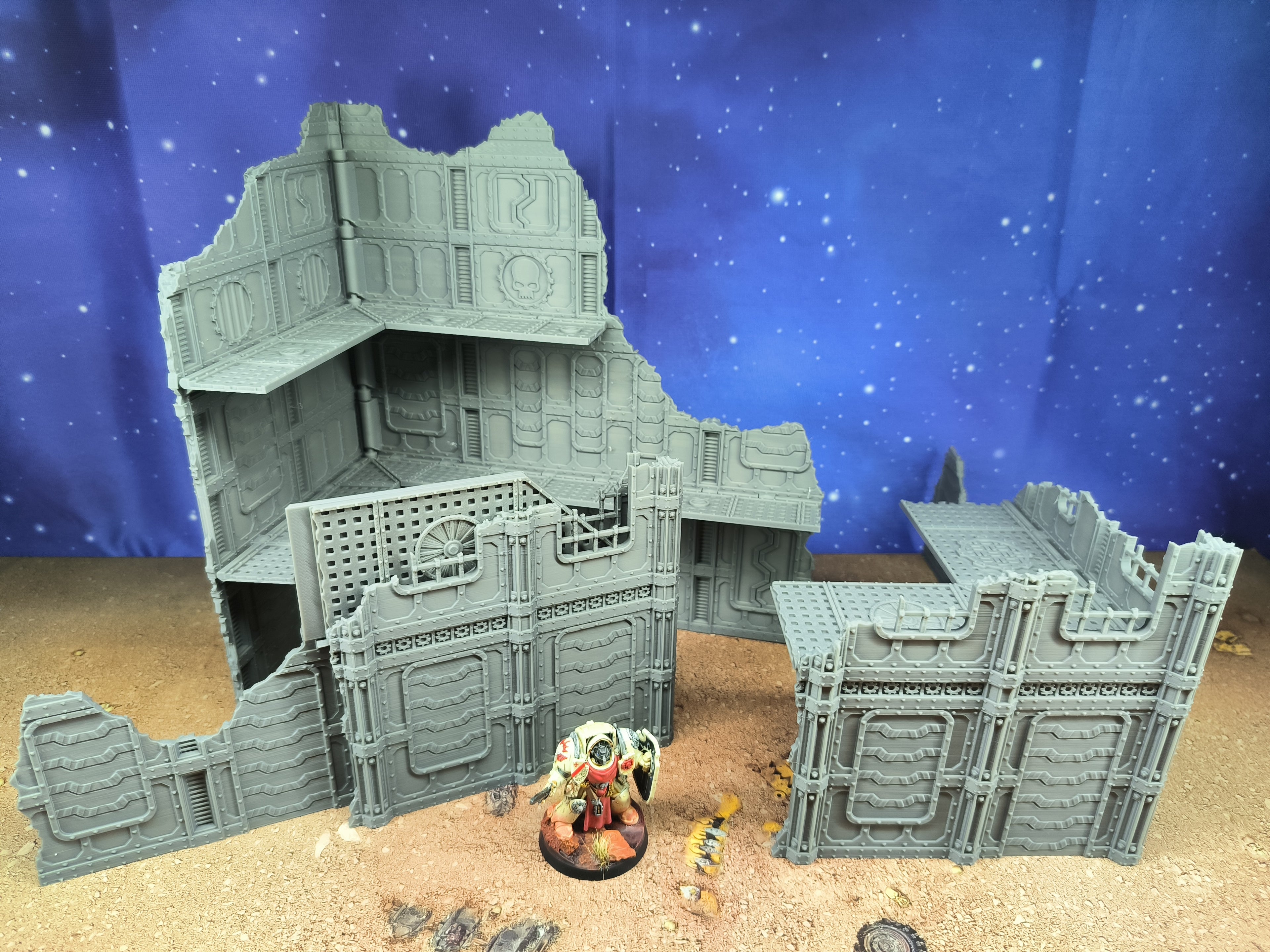 Indus Foldable : set 3 décors industriels pliants en ruine pour table de jeu wargame