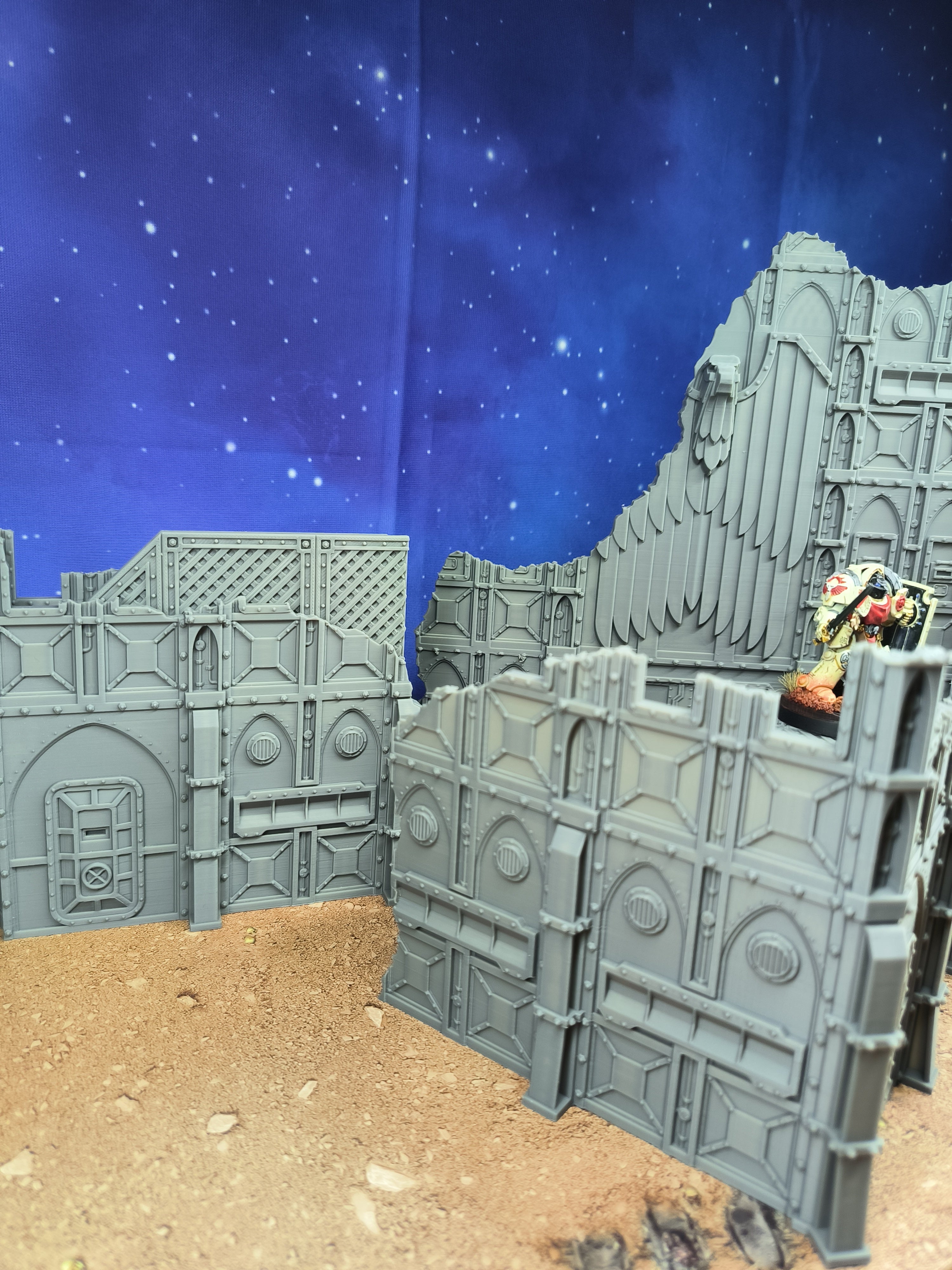 Armored Foldable : set 3 décors militaires pliants en ruine pour table de jeu wargame