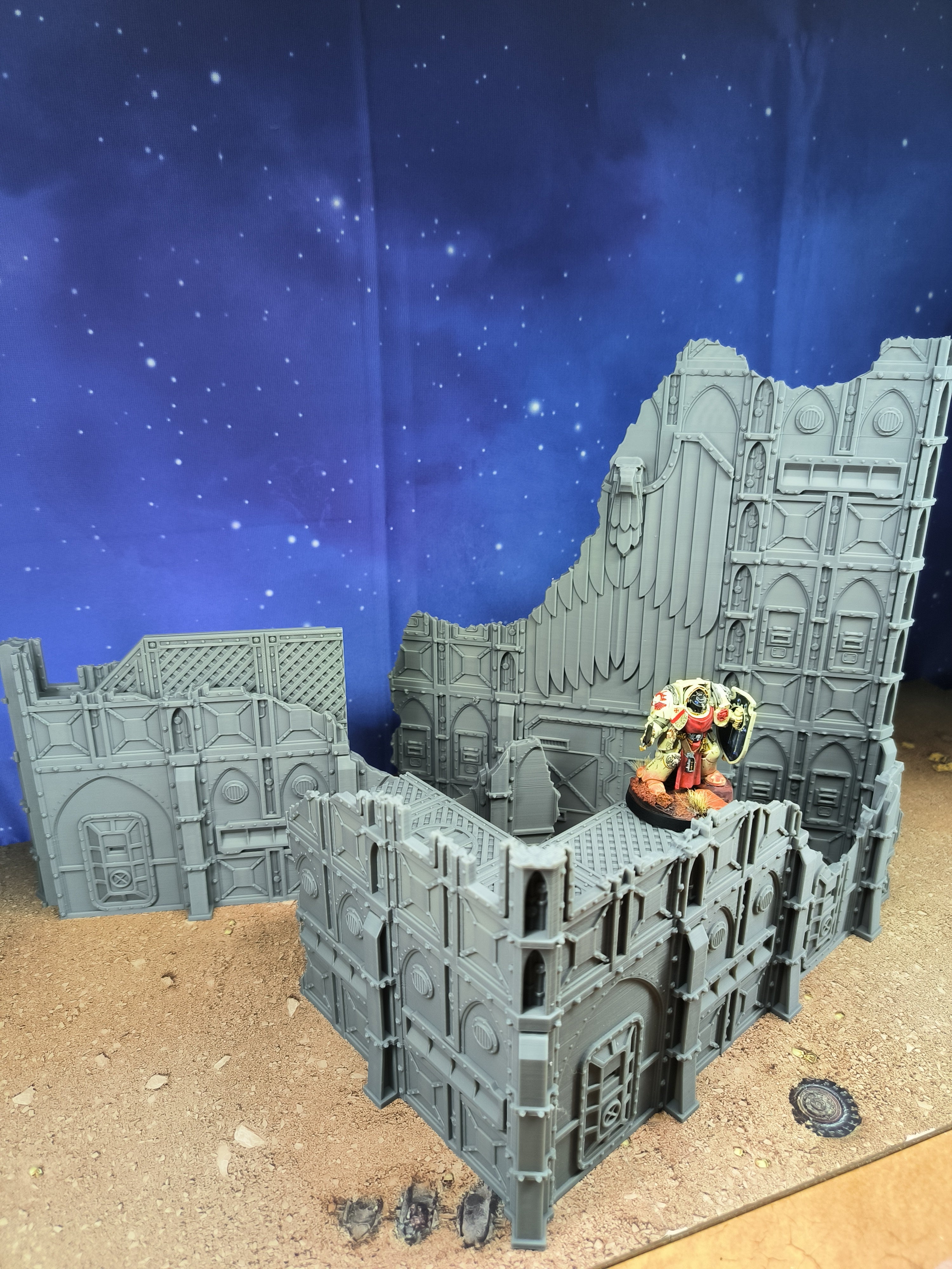 Armored Foldable : set 3 décors militaires pliants en ruine pour table de jeu wargame