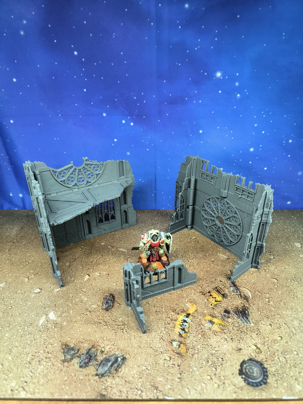 Gothic Foldable V11 : set 3 petits décors gothiques pliants en ruine pour table de jeu wargame