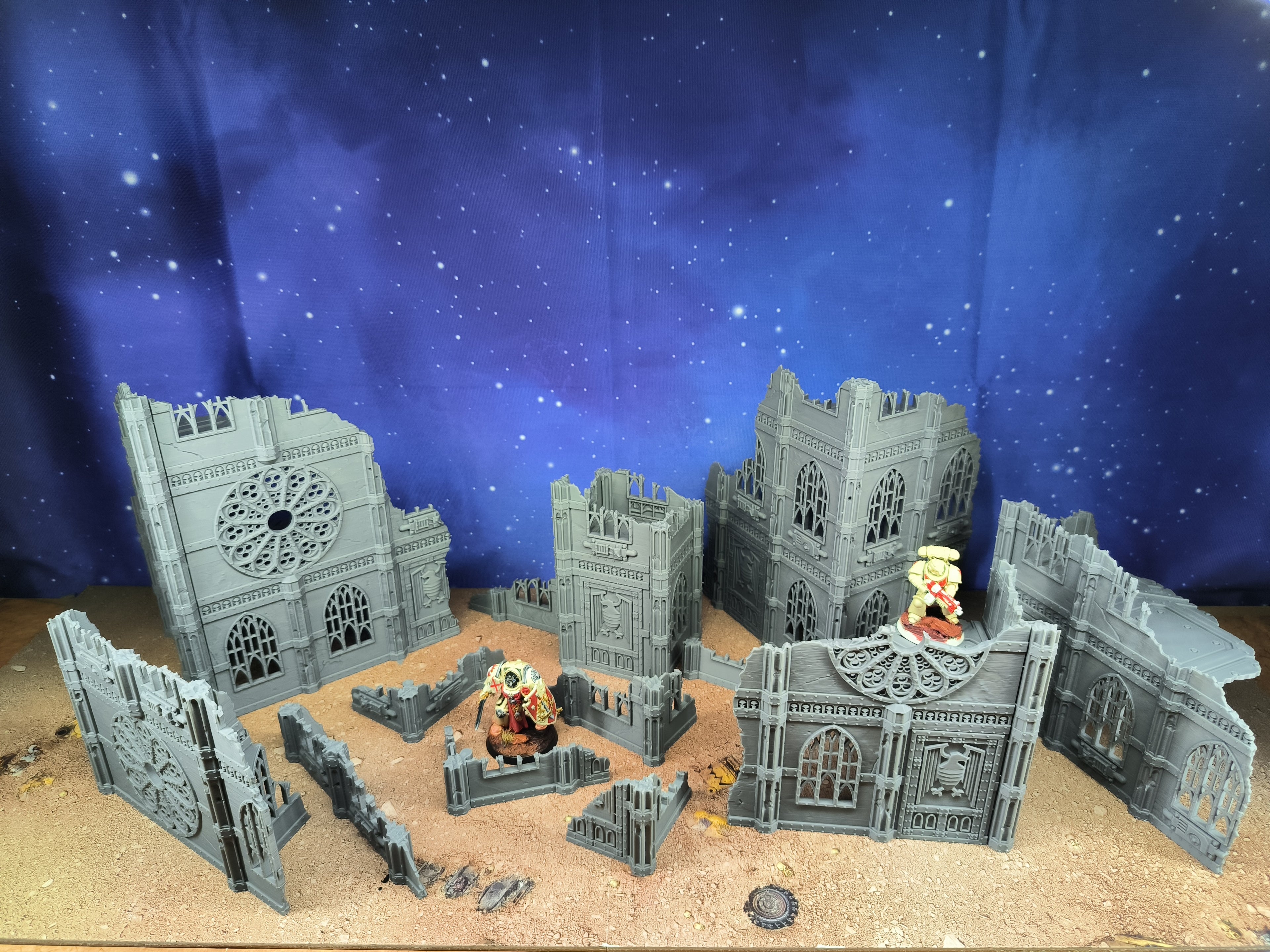 Gothic Foldable V11 : set décors gothiques pliants en ruine pour table de jeu wargame